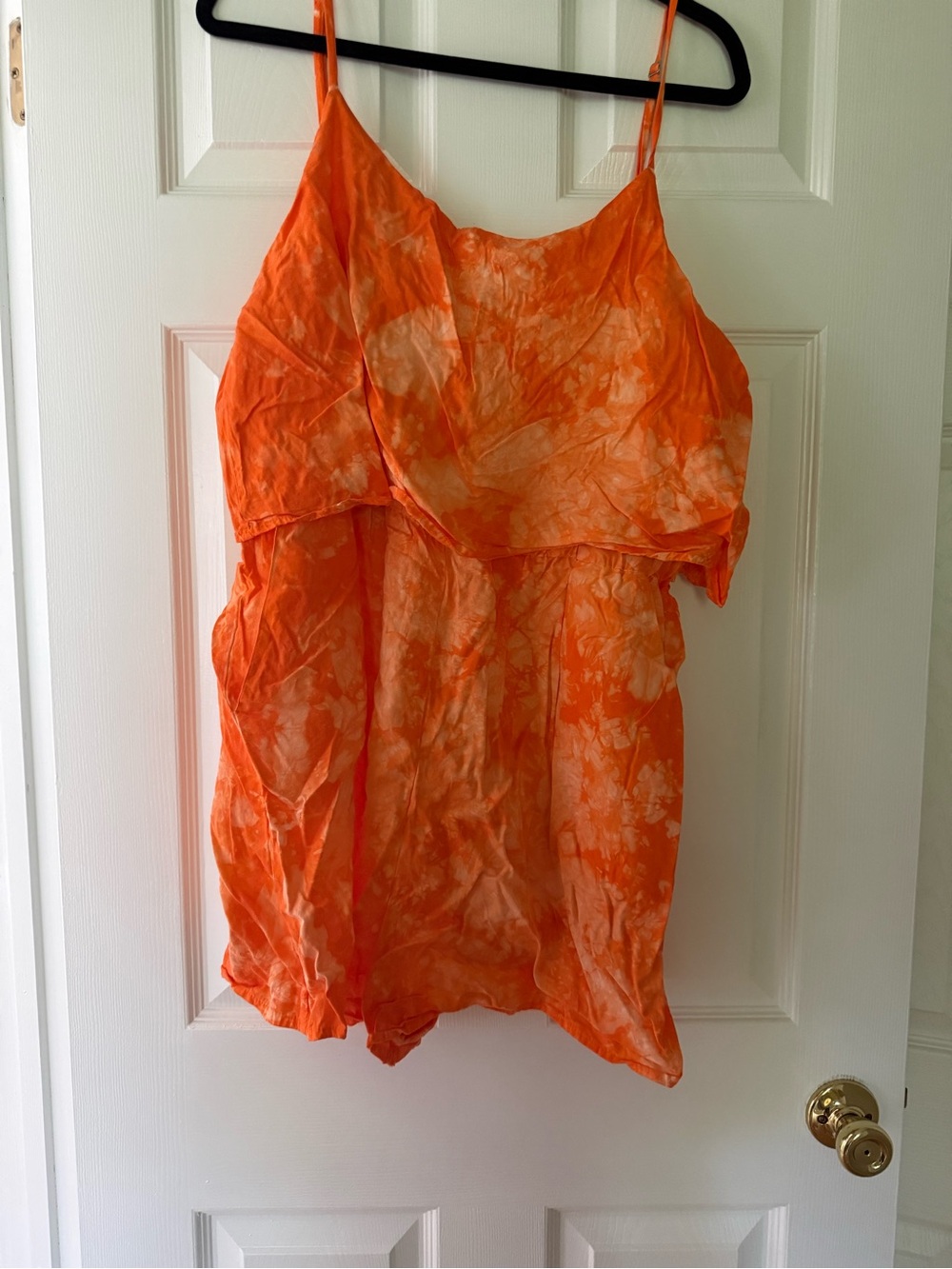 Bright Orange Tie-Dye Spaghetti Strap Tank